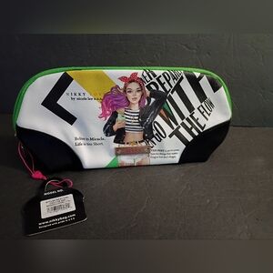 Nicole Lee Black and Green Cosmetic Bag with Artistic Design
